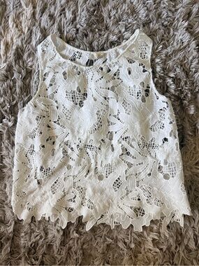 Caution To The Wind White Crochet Lace Camisole